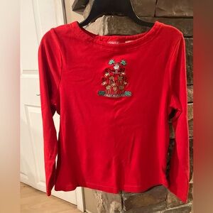 Woman’s Santa and reindeer long sleeve shirt medium
